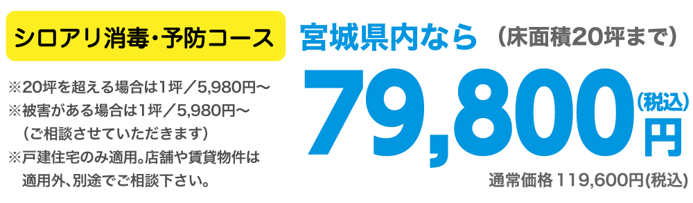 シロアリ撃退コース 床面積20坪まで79,800円（税込）