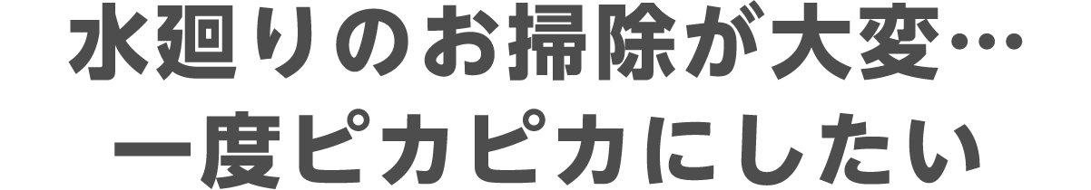 水廻りのお掃除が大変…一度ピカピカにしたい