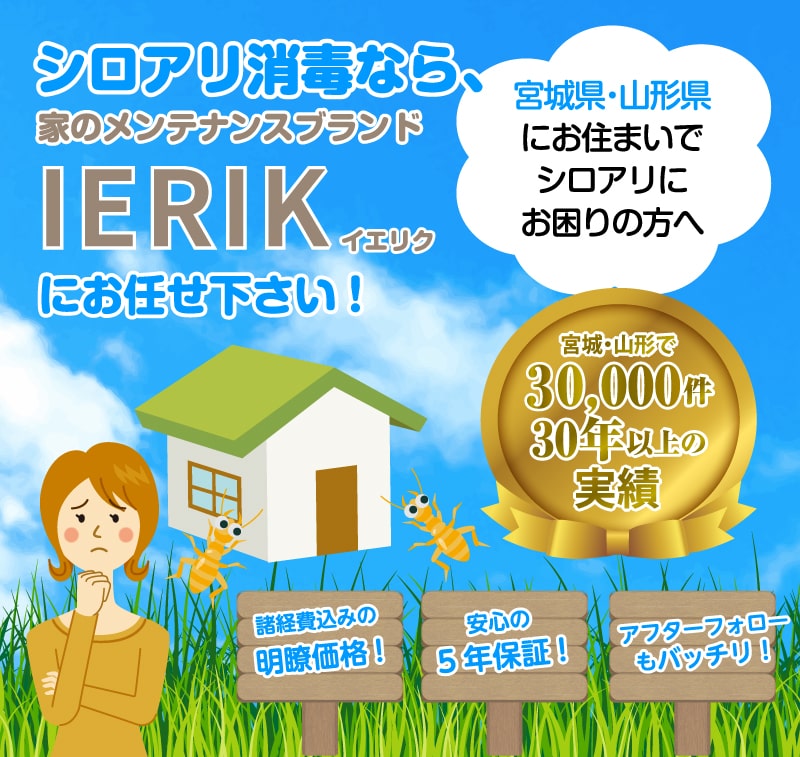宮城県・山形県のシロアリ駆除 床下消毒 IERIK(イエリク)